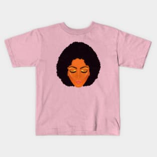 Chic Afro and Gold Makeup (Light Pink Background) Kids T-Shirt